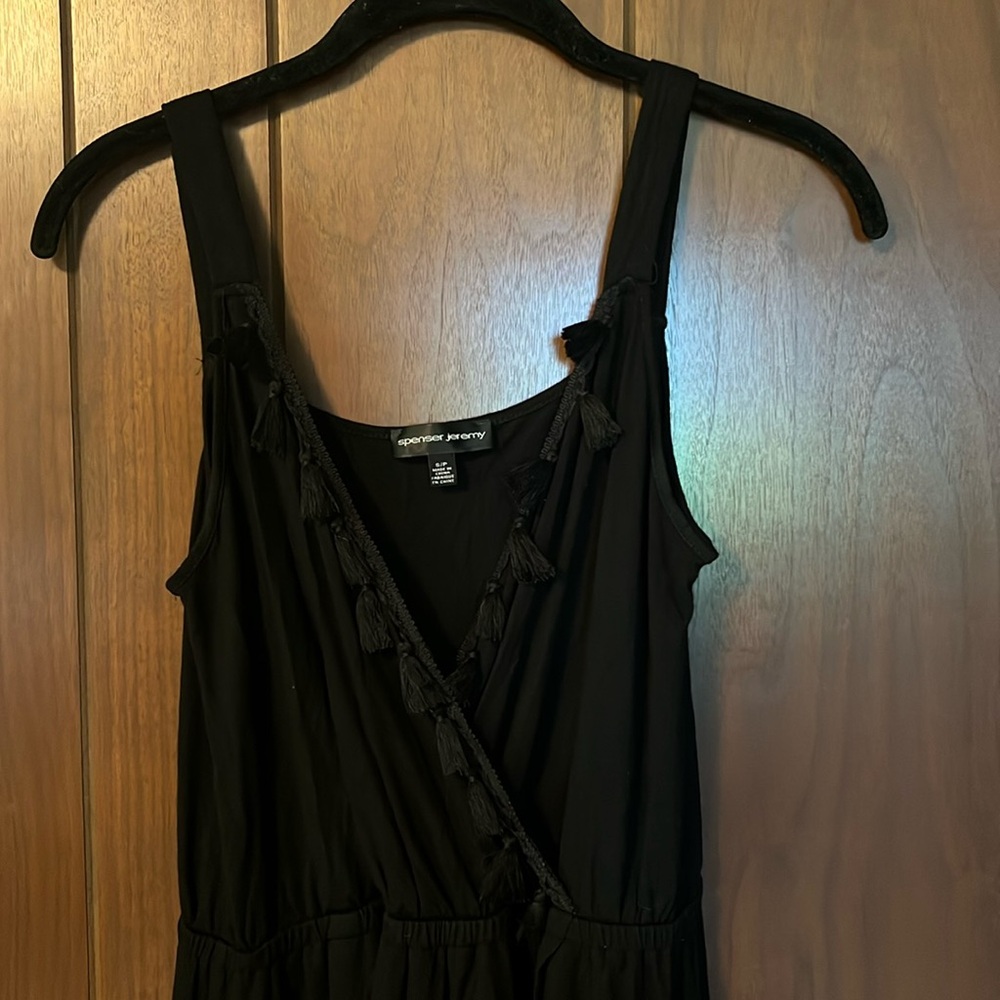 Long black dress with tassels